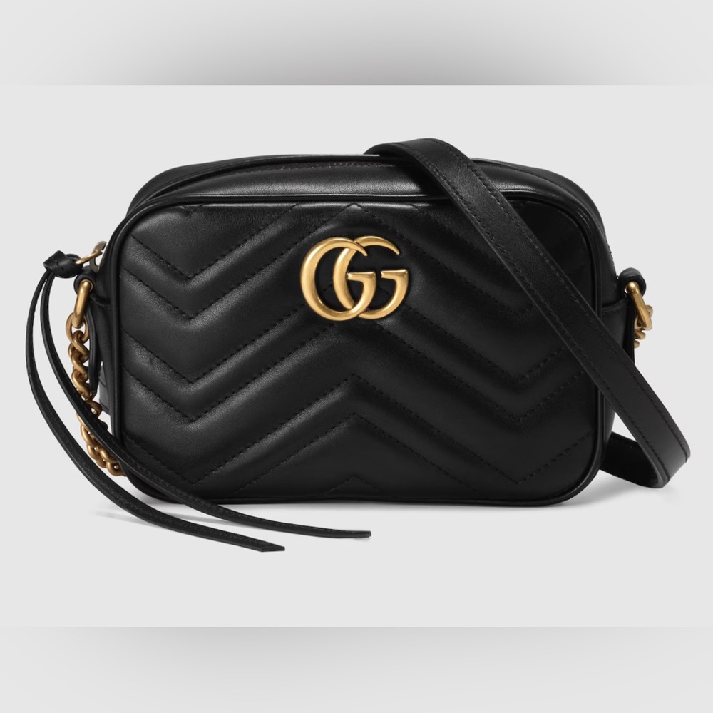 Gucci Black Quilted Crossbody MiniBag with Gold Hardware